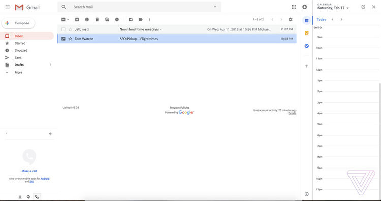 new design for the Gmail web interface