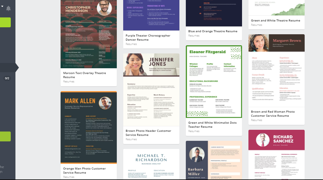 make resumes online with canva