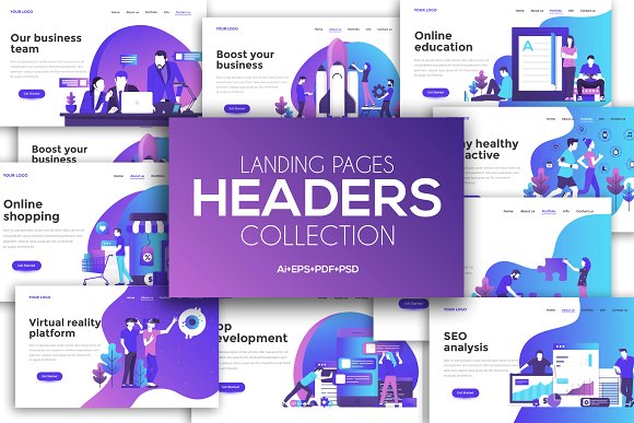 vector designs for landing pages