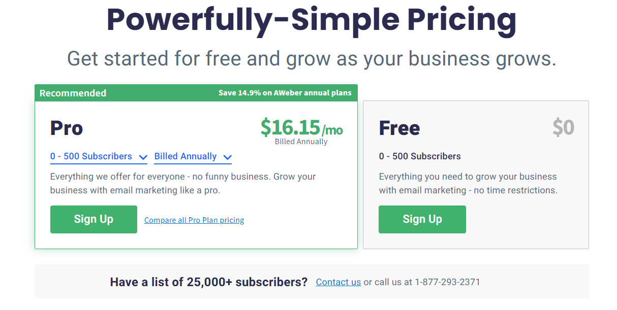 Aweber Email Marketing Software Pricing