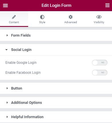 Login form widget UAE