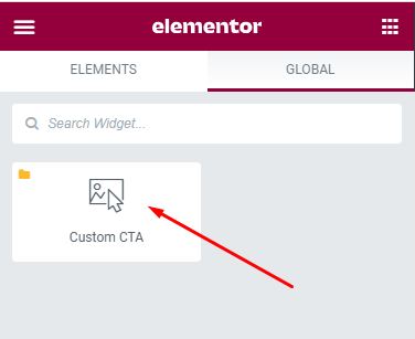 Custom Global Widget in Elementor Sidebar Panel