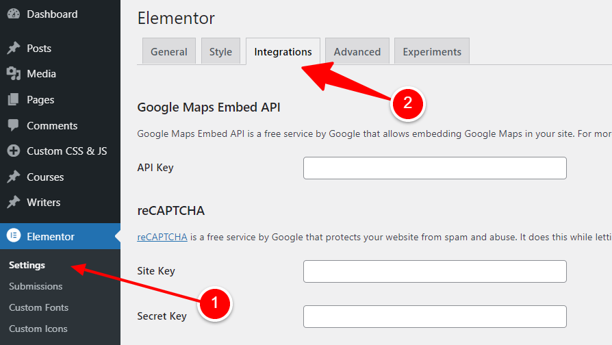 Elementor Integrations for reCaptcha, Mailchimp and Font Awesome