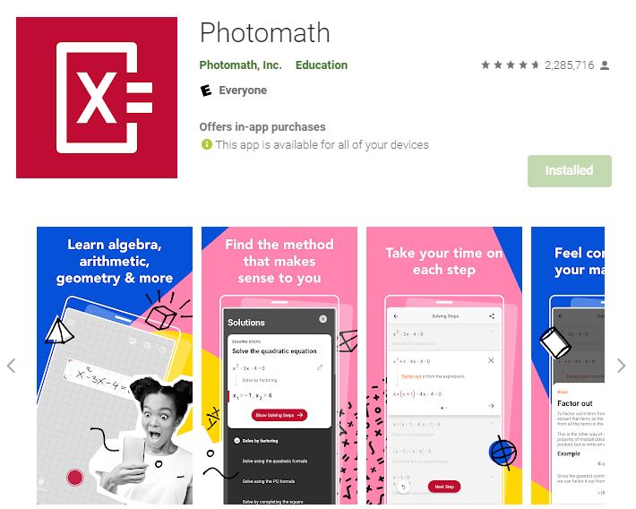 Best Math Solving App Android - Photomath