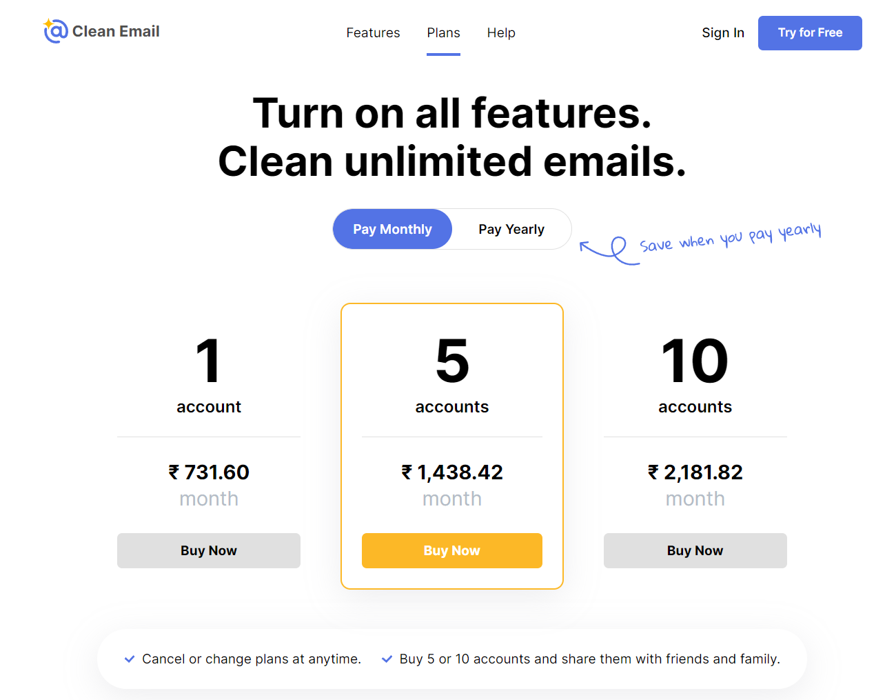 Clean.Email Pricing Plans