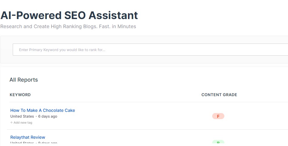 Scalenut AI Powered SEO Assistant working