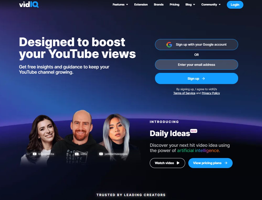VidIQ main page outlook