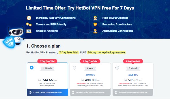 HotBot VPN Plans and Pricing