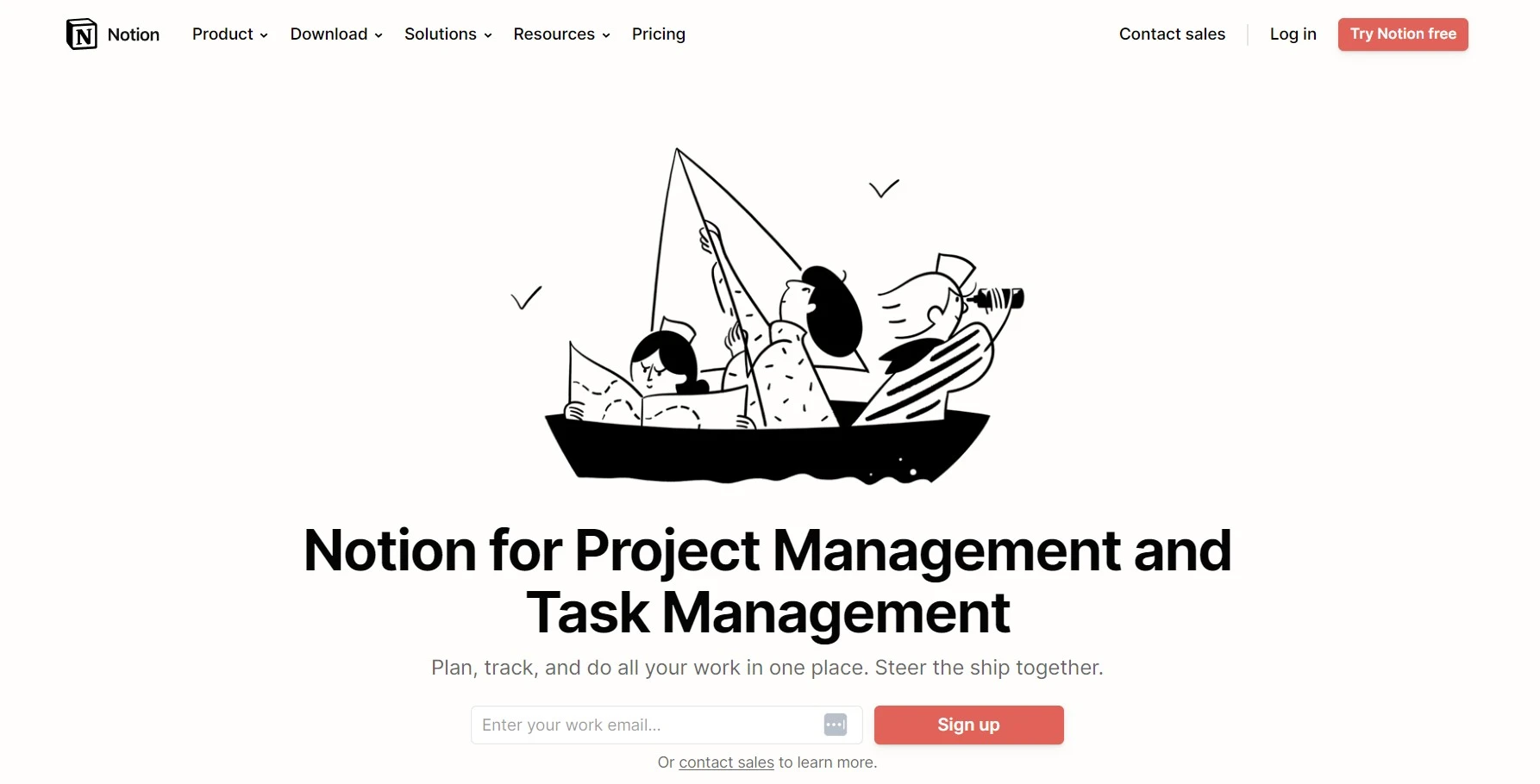 Notion software for task management and project management