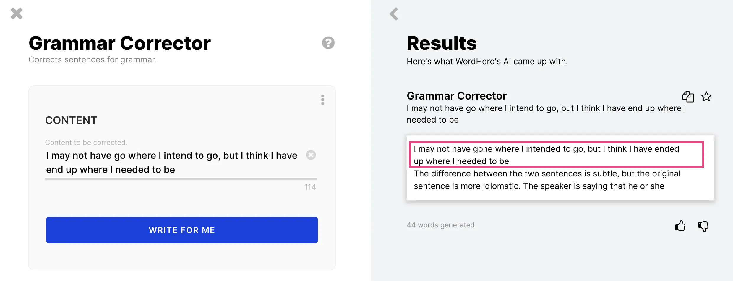 Wordhero Grammar Corrector