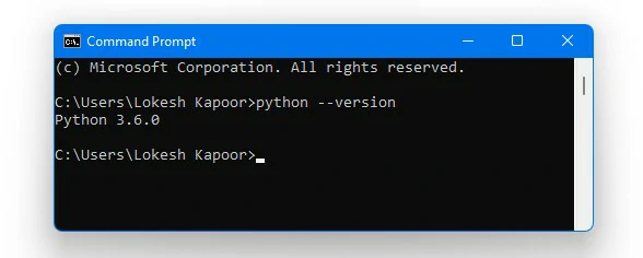 Check Python Version using Command Prompt