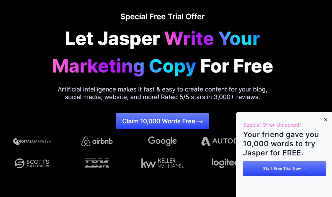 Jasper Free Trial Page