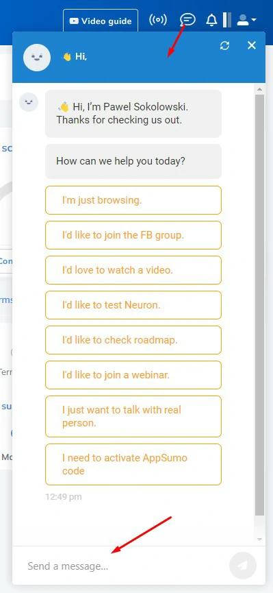 Chat Support in NeuronWriter