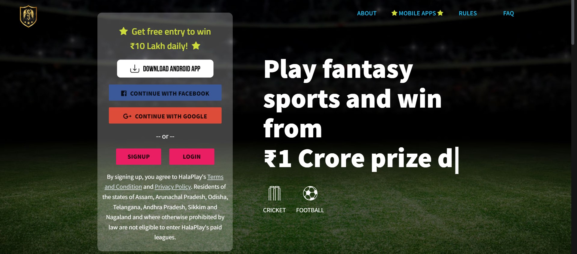 HalaPlay  Fantasy Cricket AppHomePage