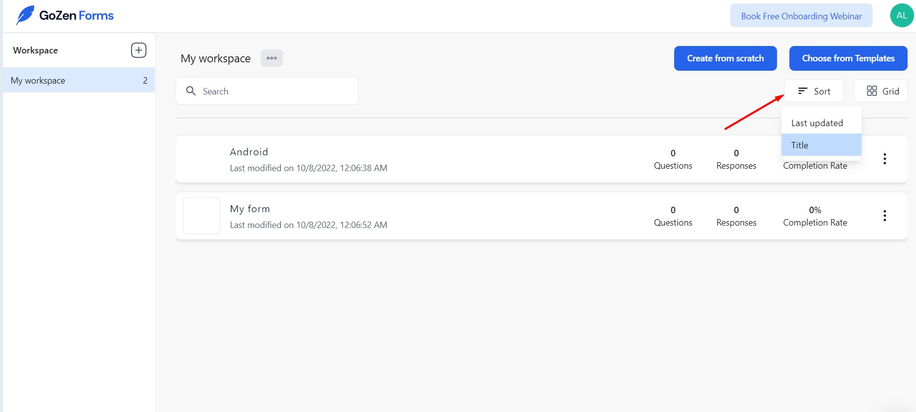 Gozen forms sorting