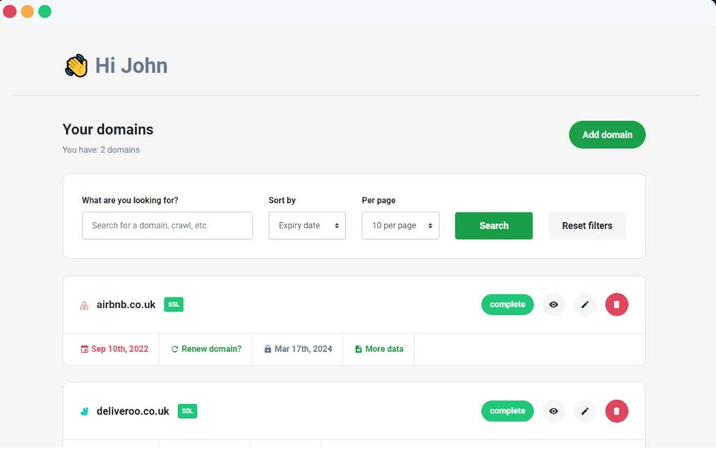 Automatic domain WHOIS lookup Domian Monitor Features