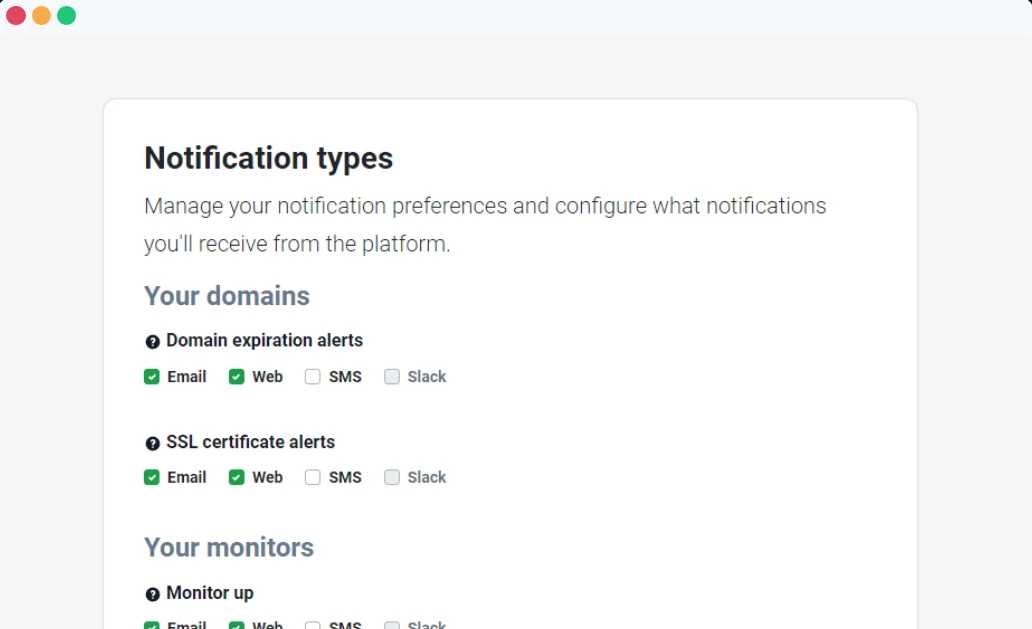 Domian Monitor Notifications feature
