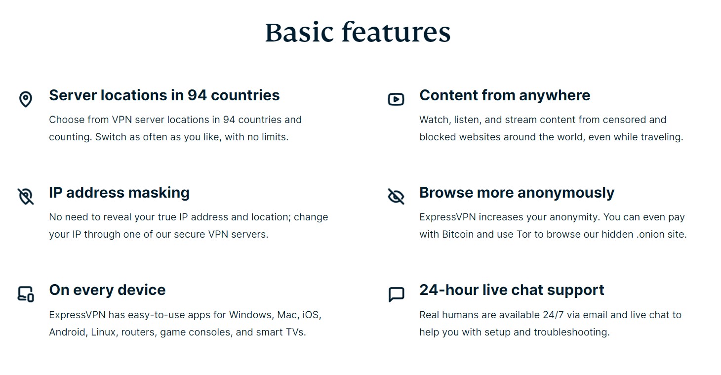 Expressvpn basic features