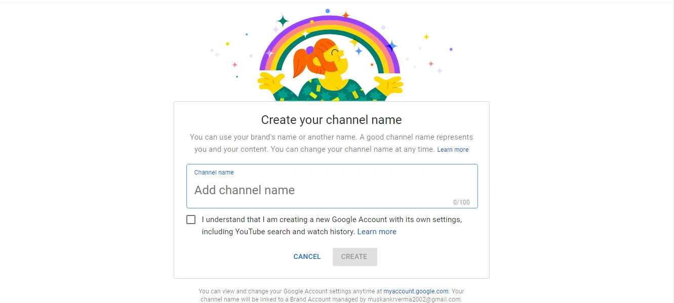 Set a fresh channel name for your account