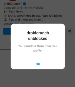 To complete the unblocking procedure, click ok