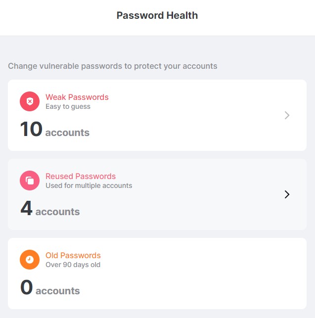 Password Health Check in NordPass