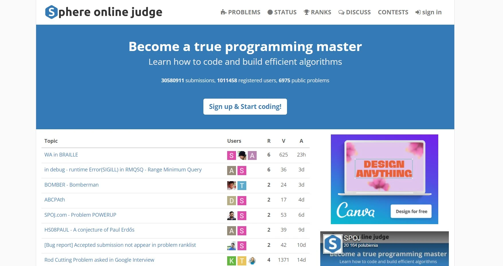 Sphere online judge to practice coding