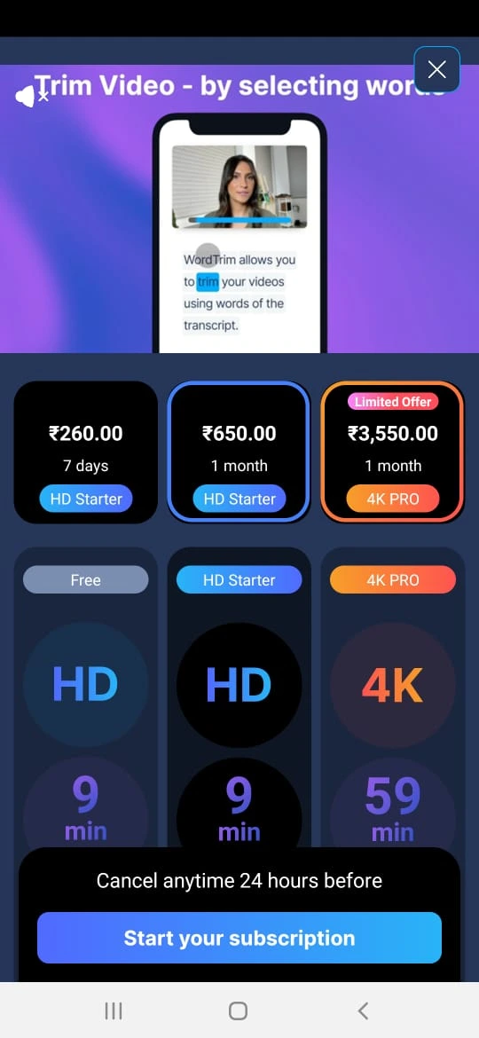 Bigvu choose a pricing plan or start free