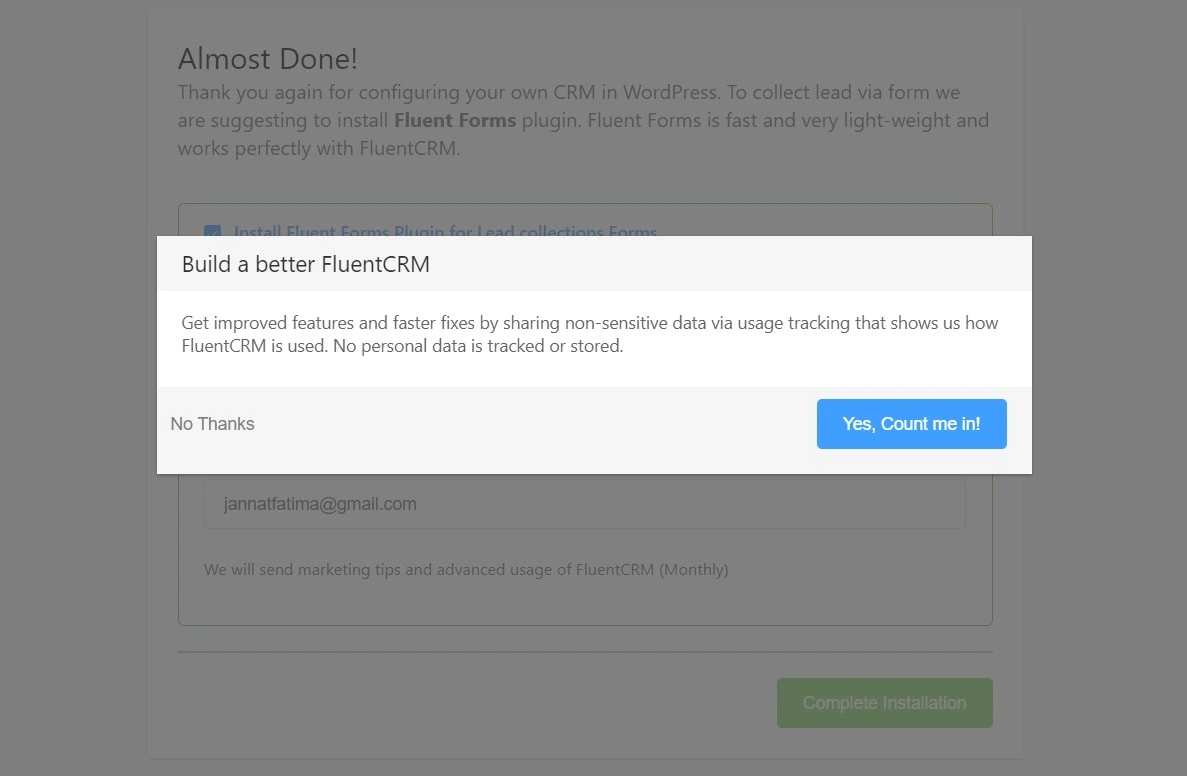 Fluent crm complete installation