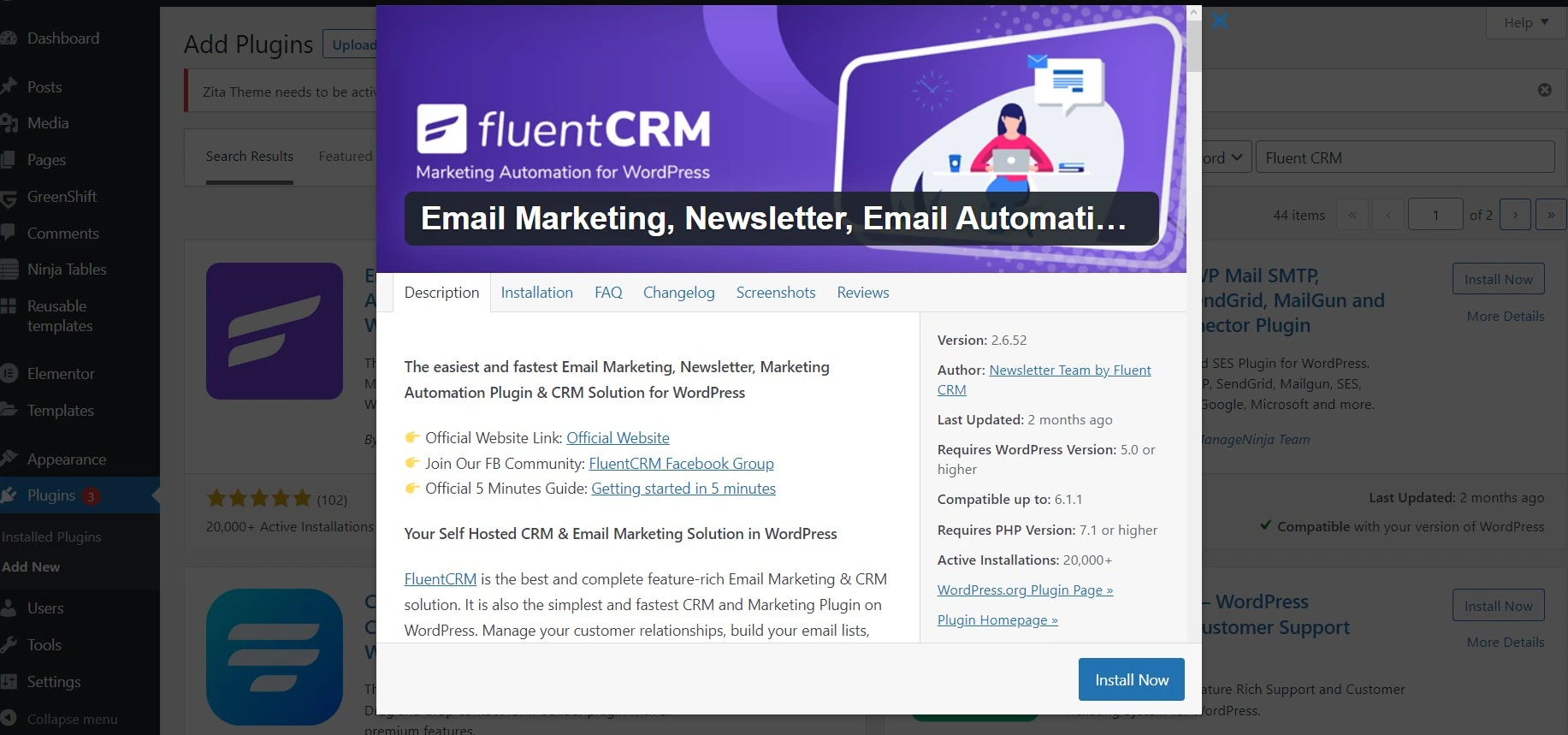 Fluent crm installation
