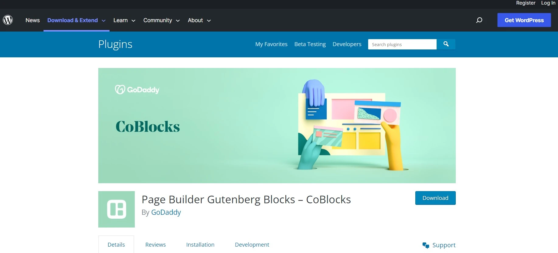 Page builder gutenberg block coblocks