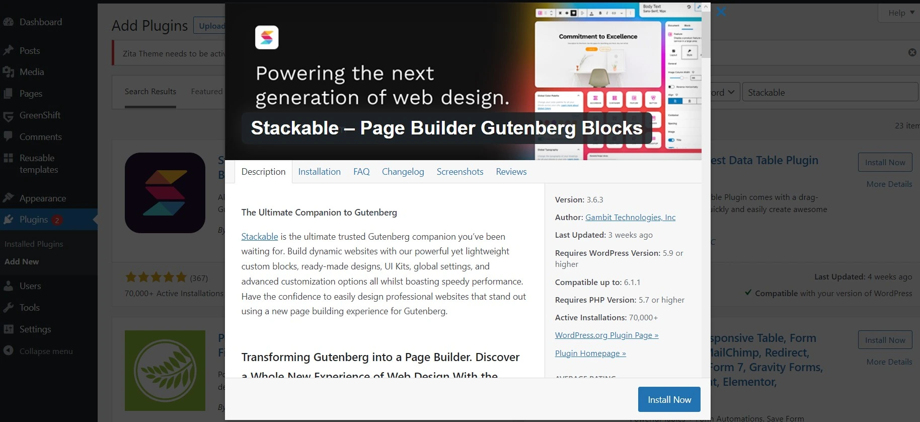 Stackable installation