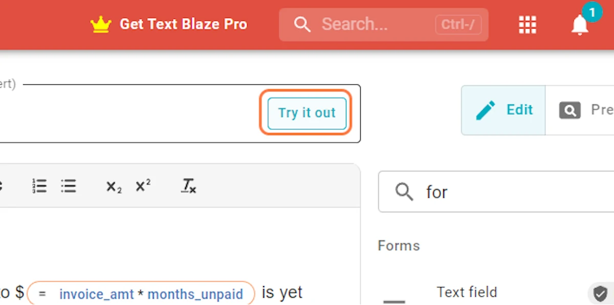 Try the Snippet in Text Blaze