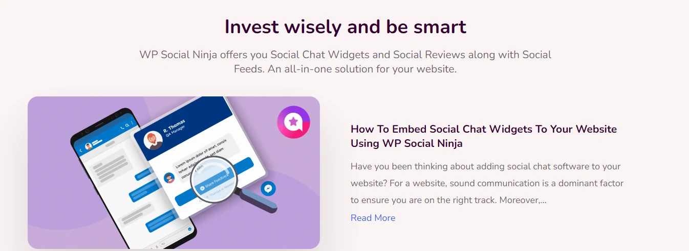 WP Social Ninja Features Social Chat
