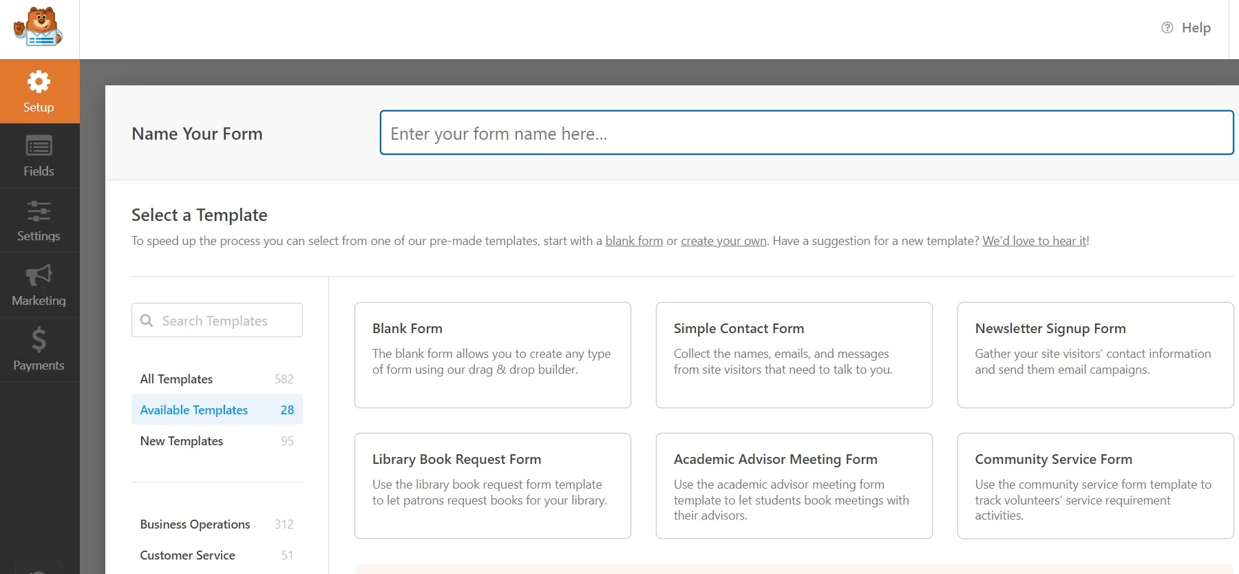 Wpforms add new form