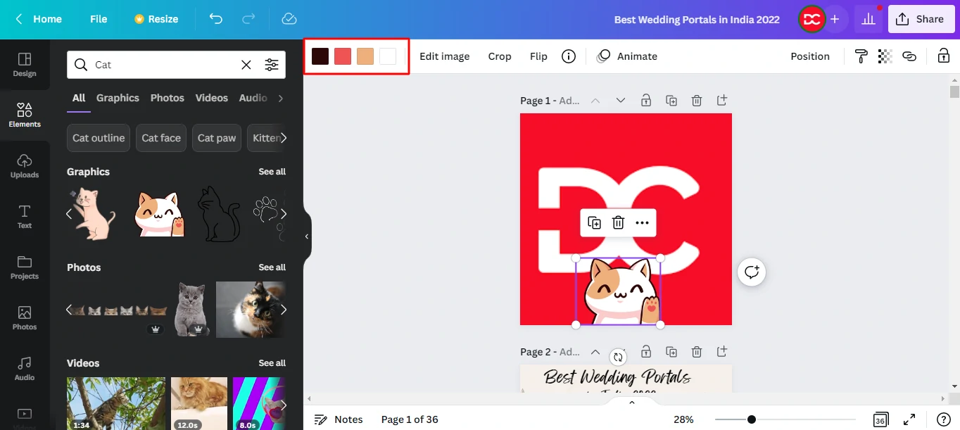 Adjusting colors of Graphic Art