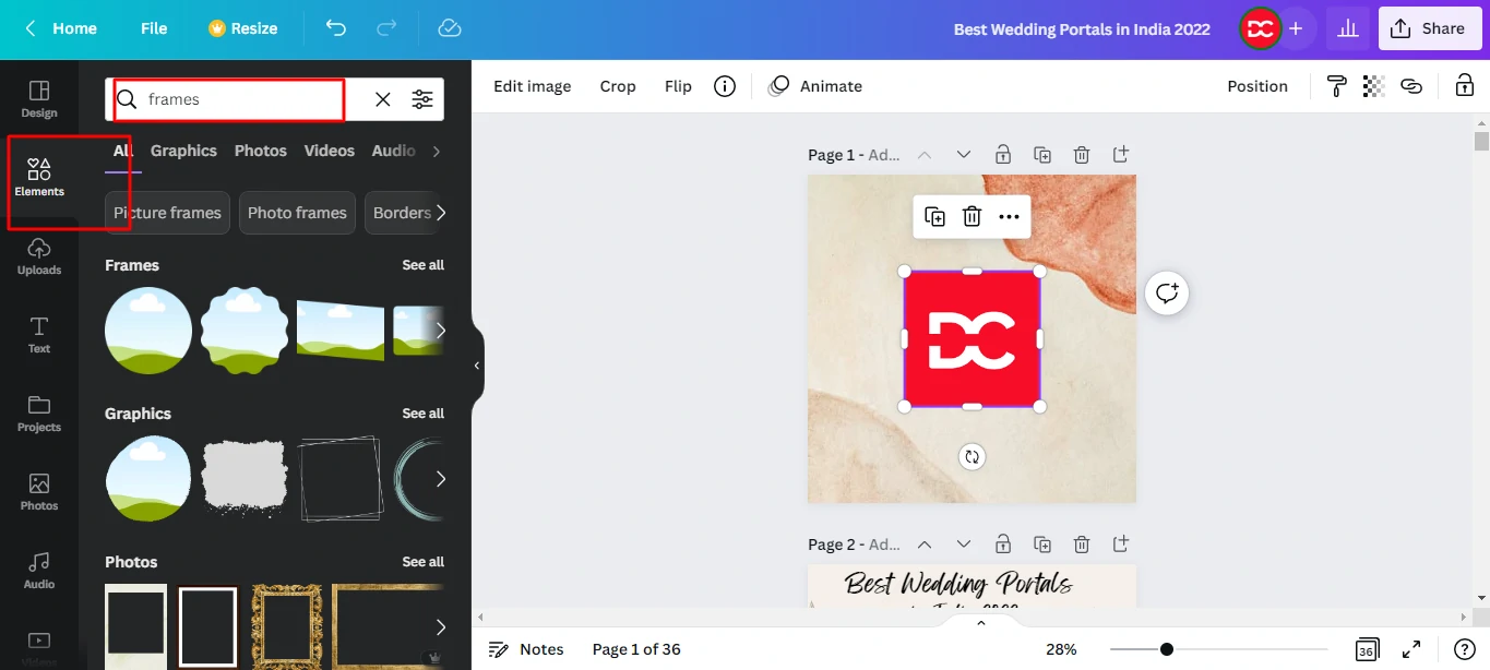 Canva Frames