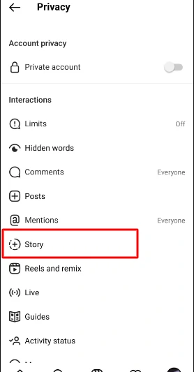 Navigate Settings For Story Controls