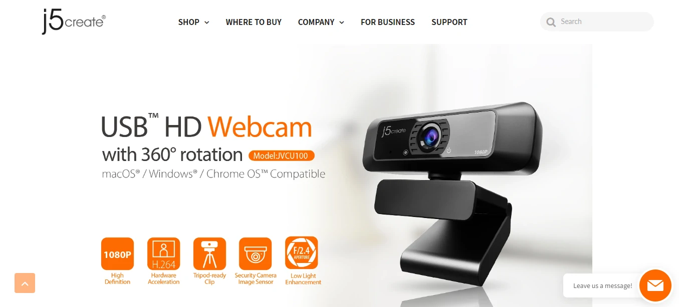 Professional Webcam for High-Quality Recording J5Create USB™ HD