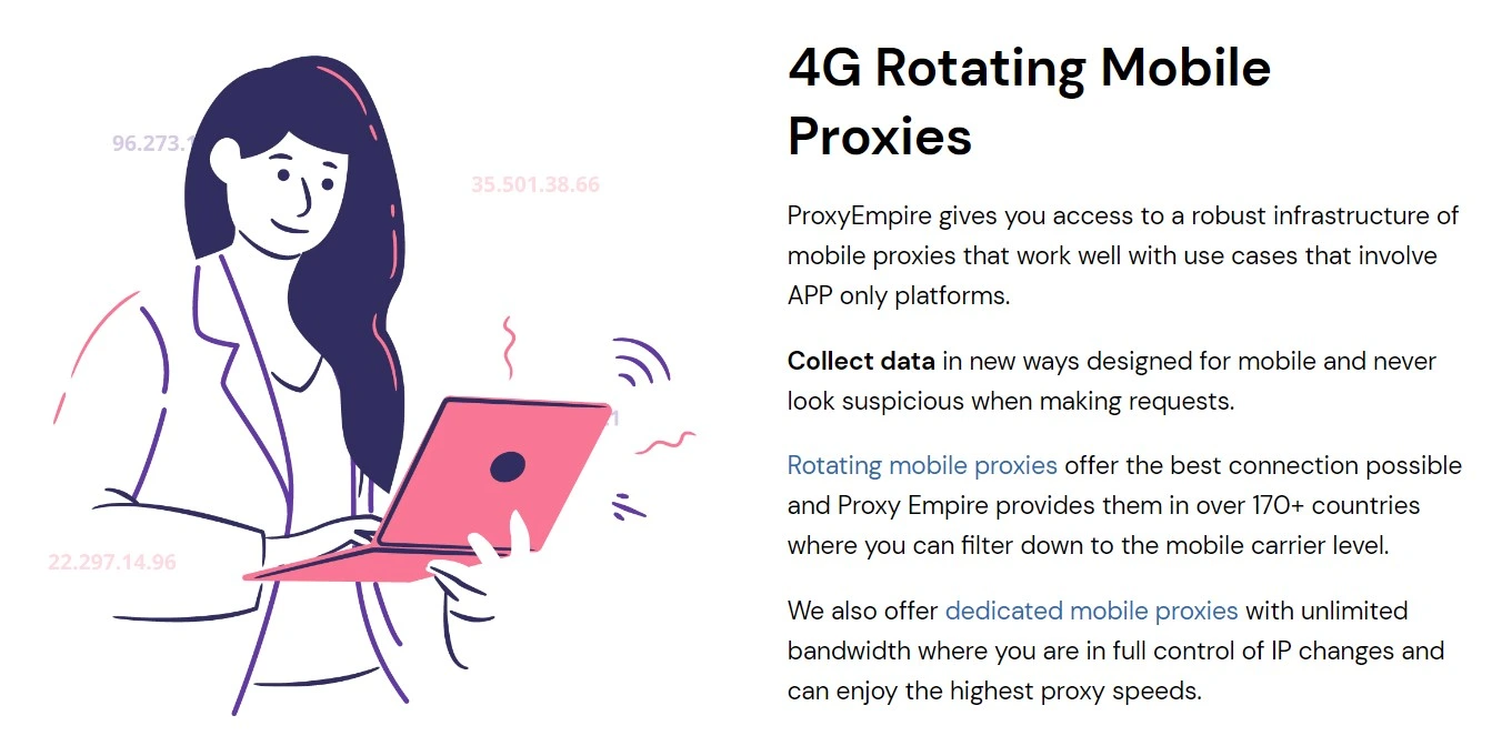 Proxy empire offers 4g mobile proxies that rotate