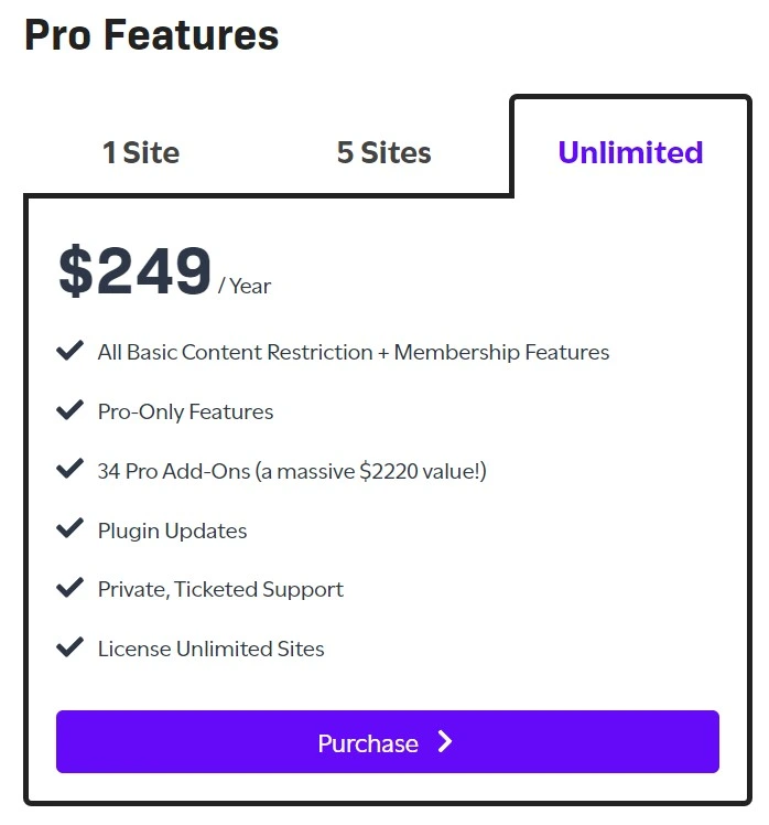 Restrict content pro unlimited pricing