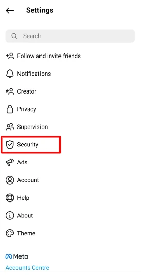 Scroll to the bottom and choose Security