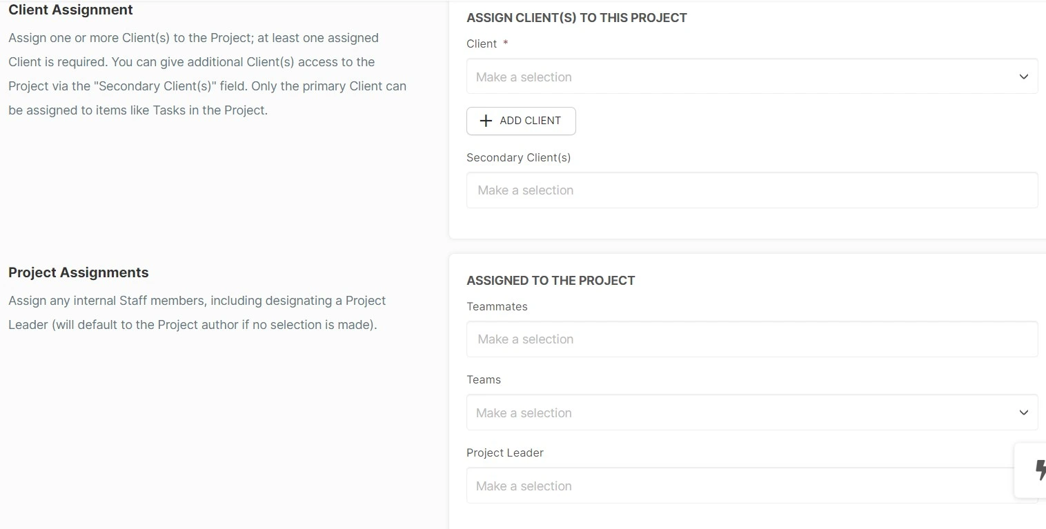 Suitedash assign project to clients