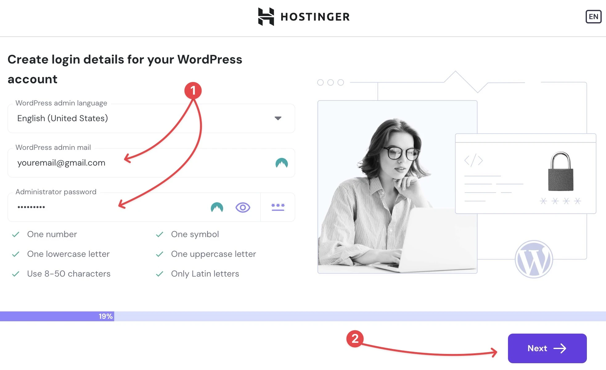 Hostinger One Click WordPress