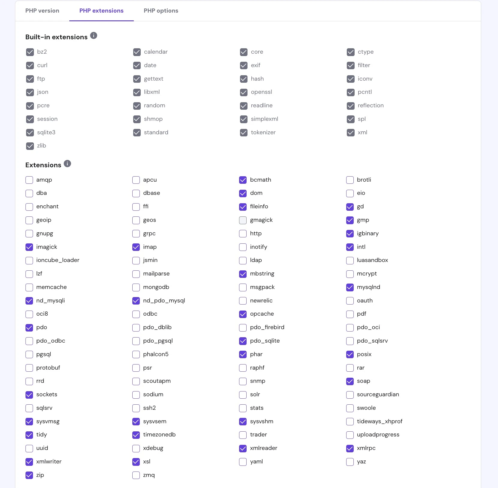 PHP Extensions in Hostinger