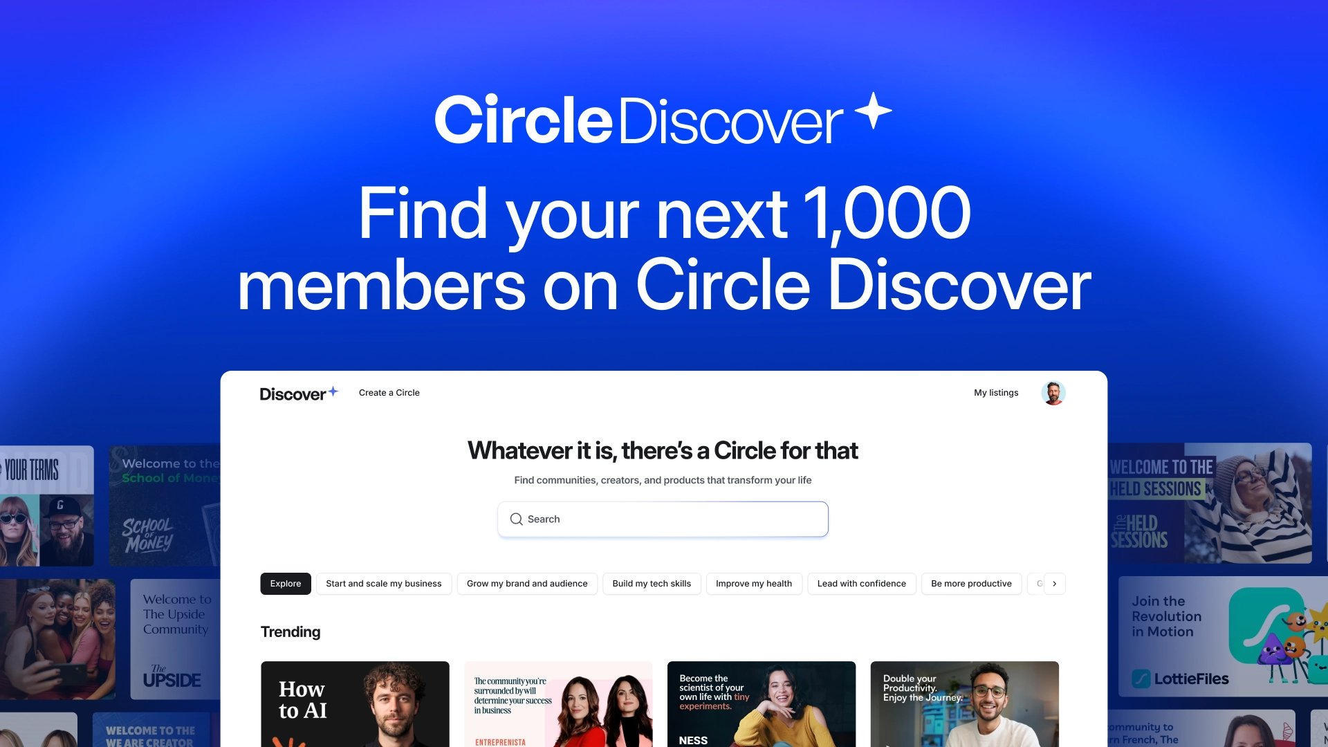 Circle Discover marketplace for finding communities