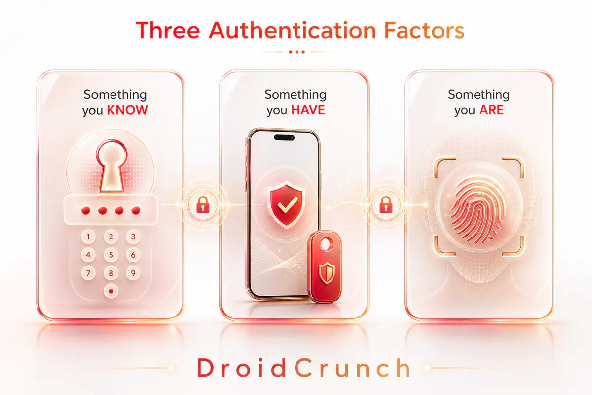 The three authentication factors: something you know, have, and are